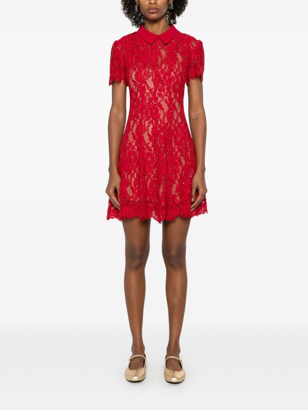 sequin lace mini dress - 2