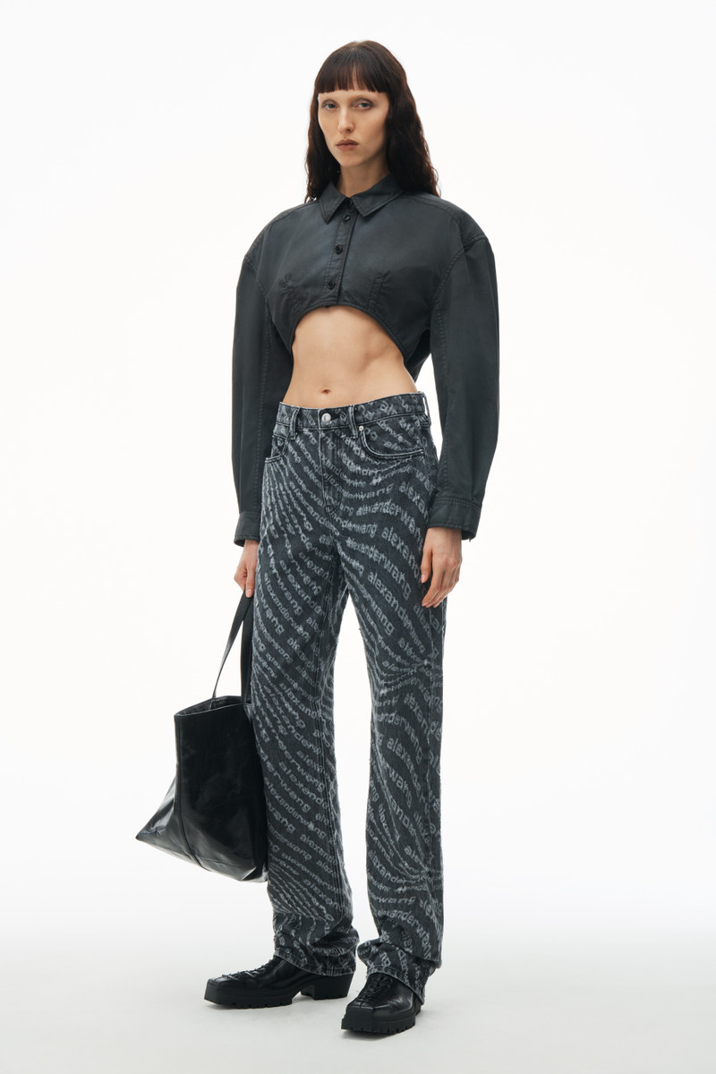 Alexander Wang Ez Logo Newsprint Mid Rise Straight Leg Jean in Cotton outlook