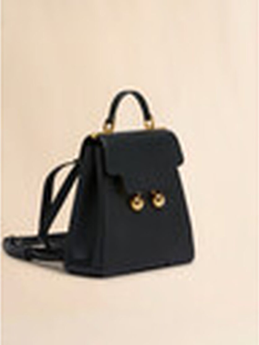 BLACK LEATHER TRUNKAROO BACKPACK - 5