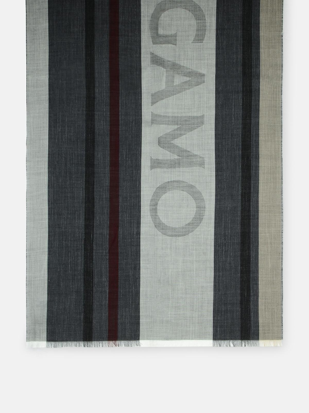 'BIG LOGO' GREY SILK BLEND SCARF - 2