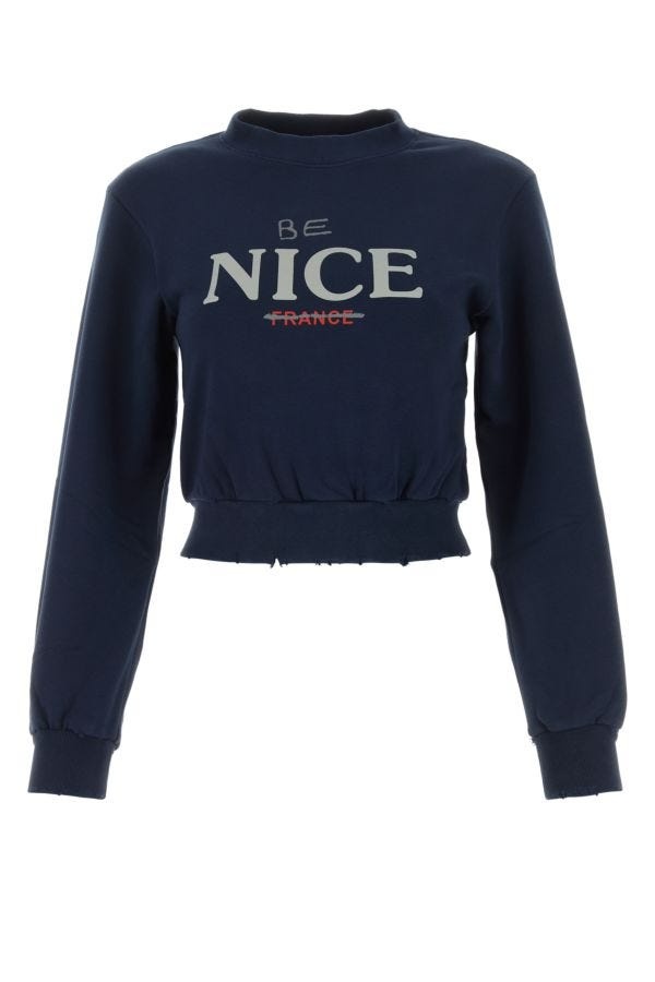 Blue stretch cotton sweatshirt - 1