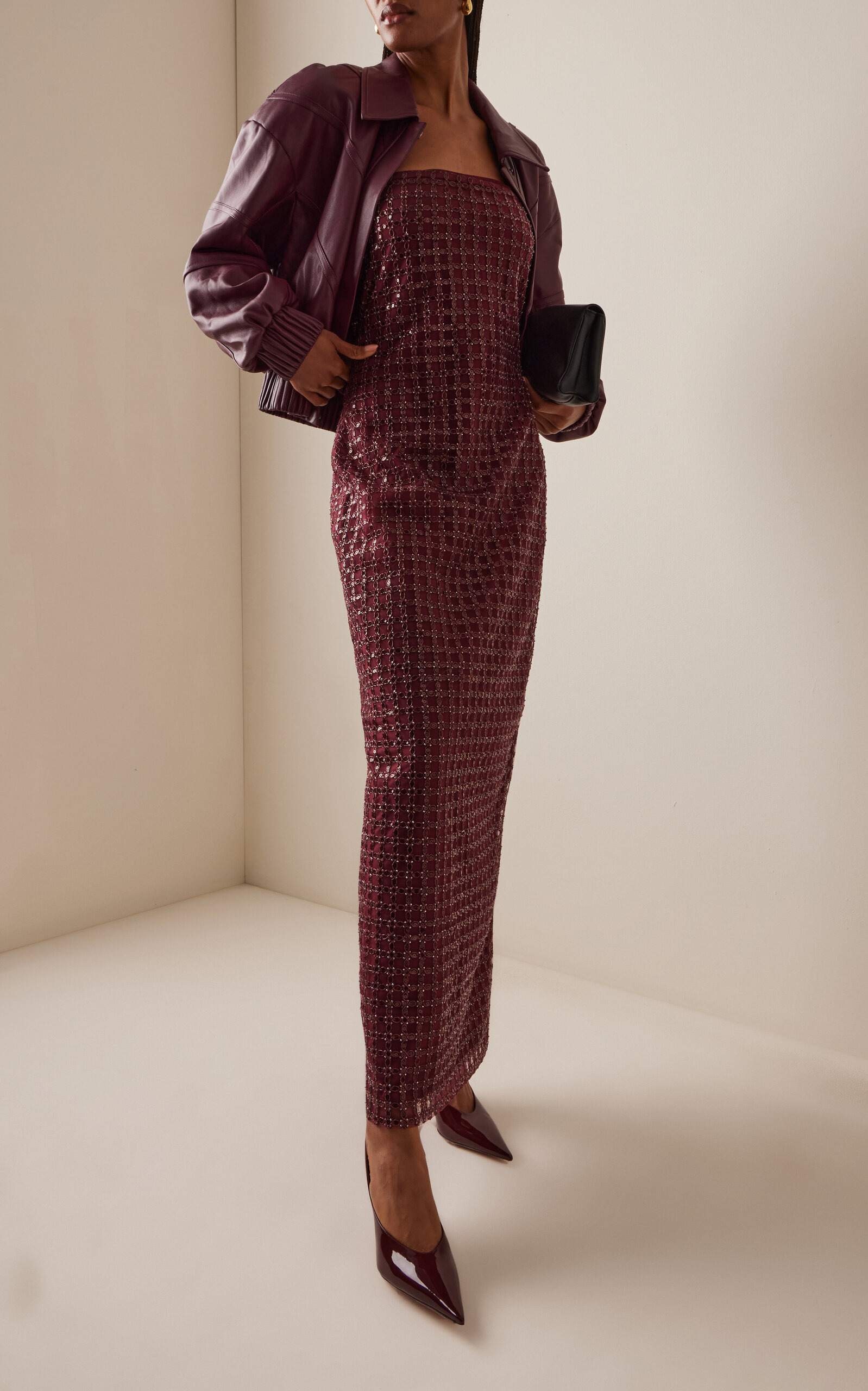 Beaded Maxi Tube Dress burgundy - 2