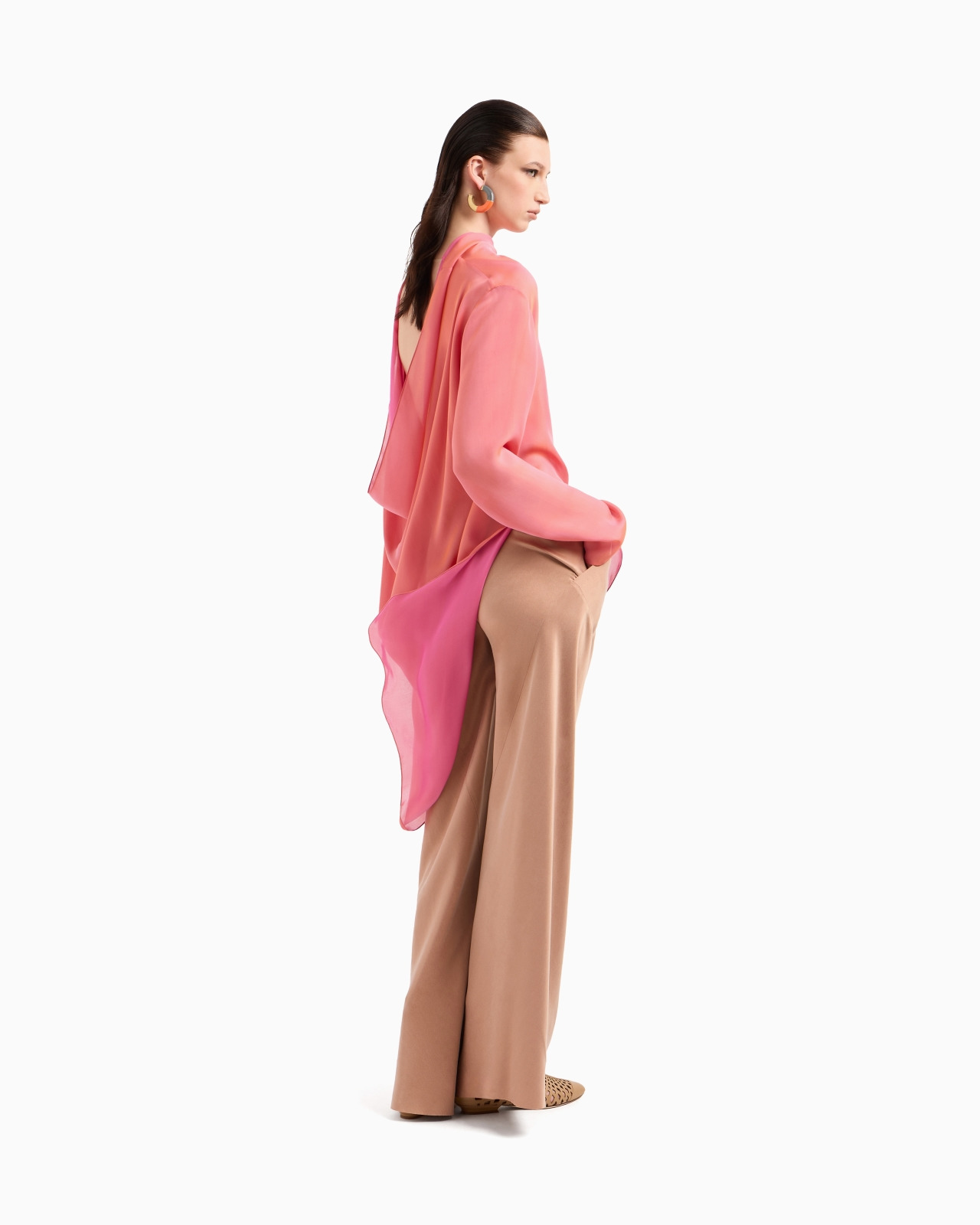 WASHED VISCOSE AND SILK FLARED TROUSERS - 2