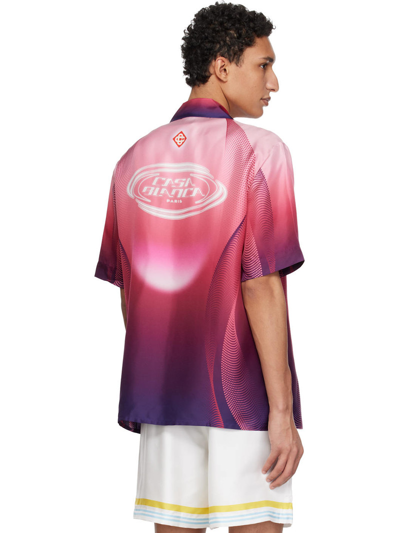 Pink Gradient Short Sleeve Silk Shirt 3