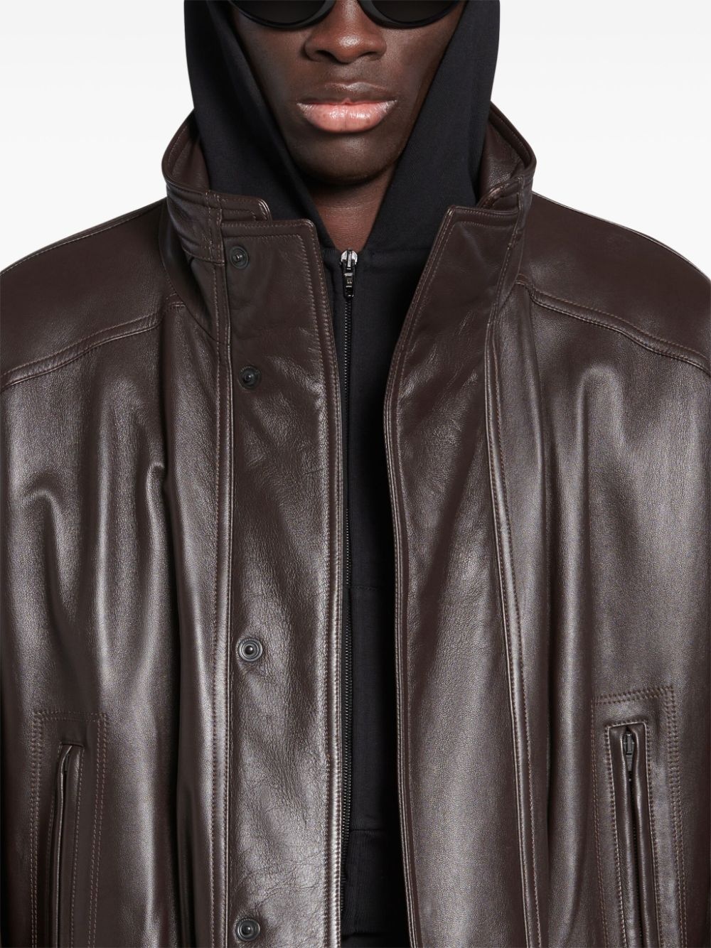 oversized leather coat - 5