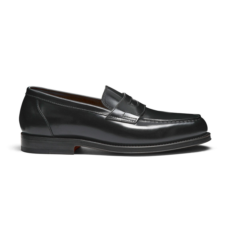 Men's black leather penny loafer 1