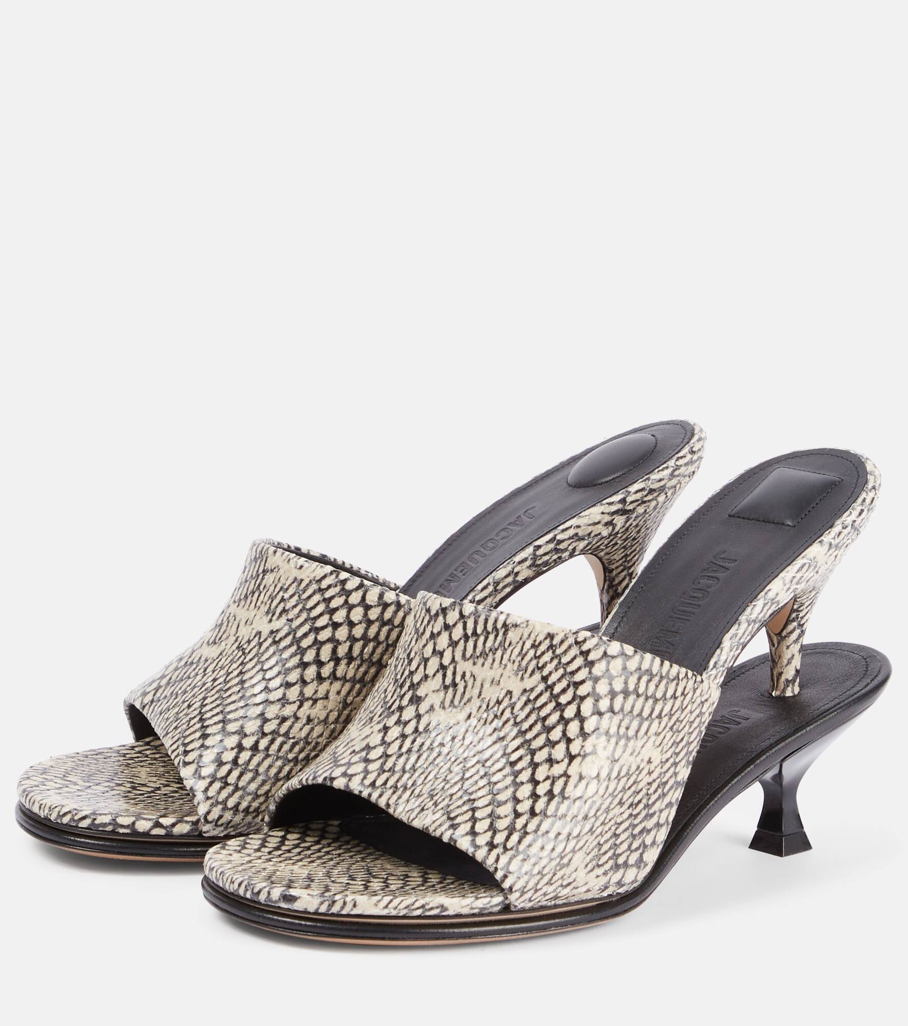 Doubles snake-effect leather mules - 4