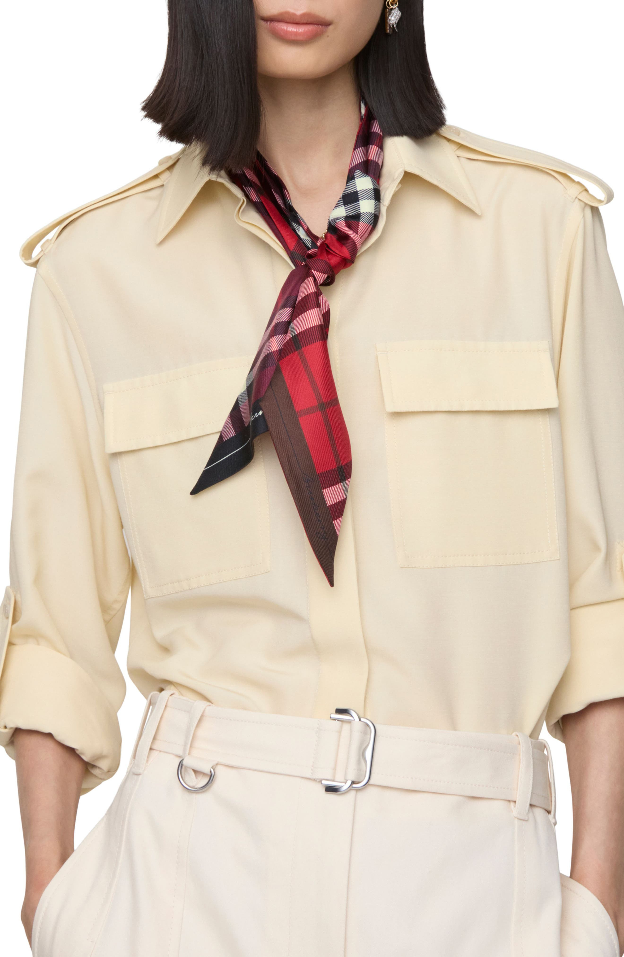 burberry Check Skinny Silk Twill Scarf in Pillar/Oxblood at Nordstrom - 4