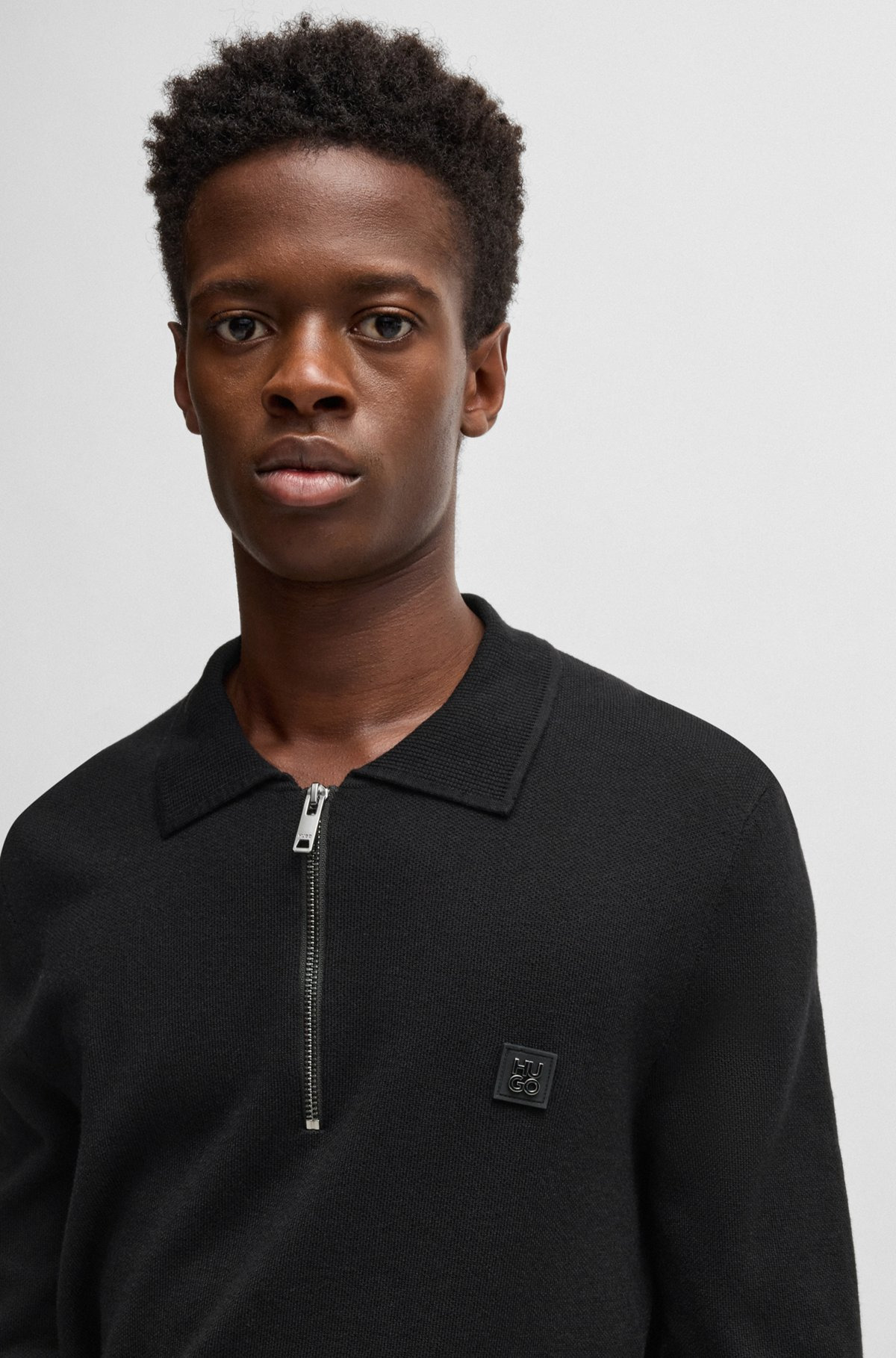ZIP-NECK POLO SWEATER WITH STACKED LOGO - 3