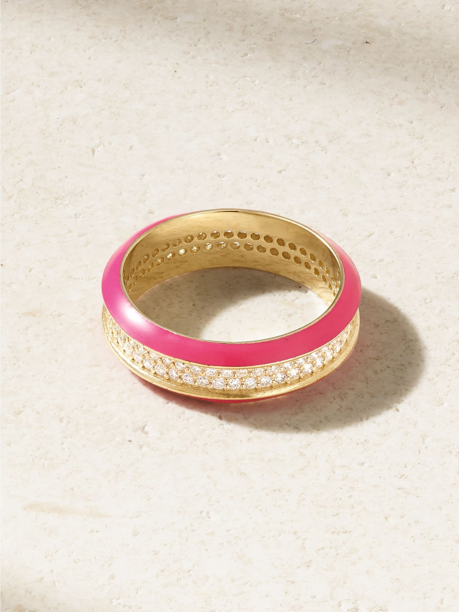 14-karat gold, enamel and diamond ring Pink - 3