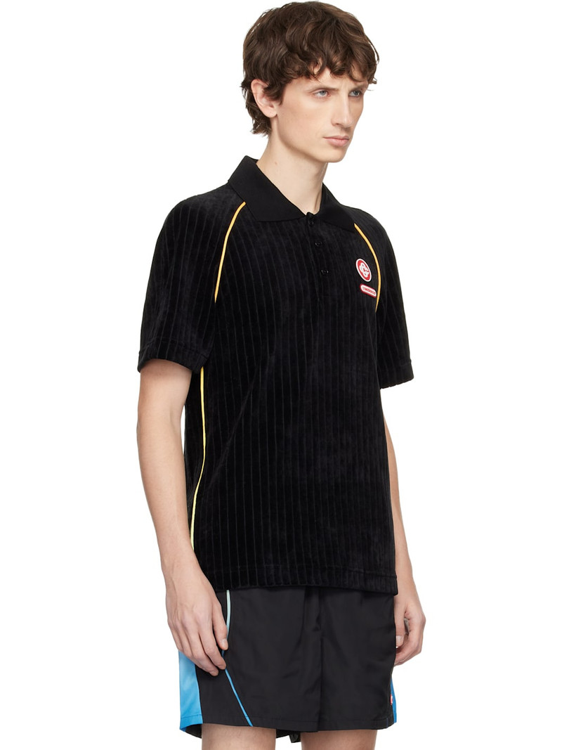 Black Rib Velour Raglan Polo 2