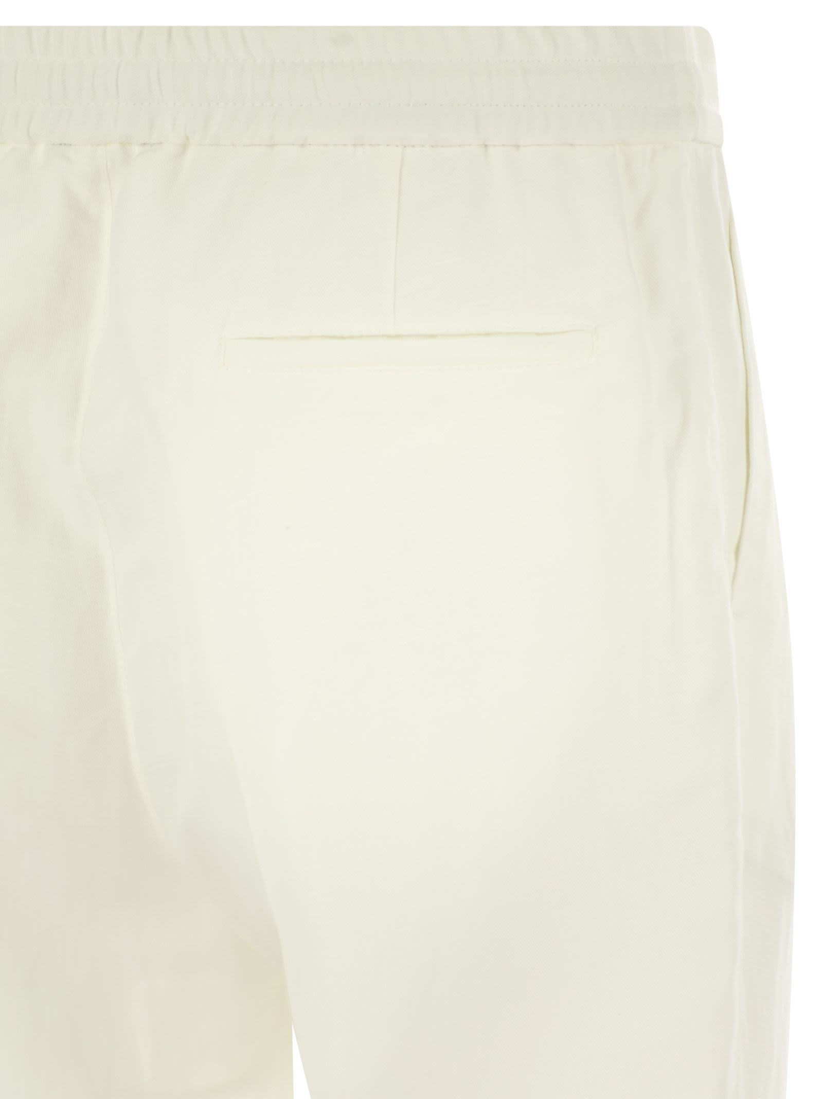 Brunello Cucinelli Men Leisure Fit Trousers In Linen And Cotton Gabardine With Drawstring And Double - 4