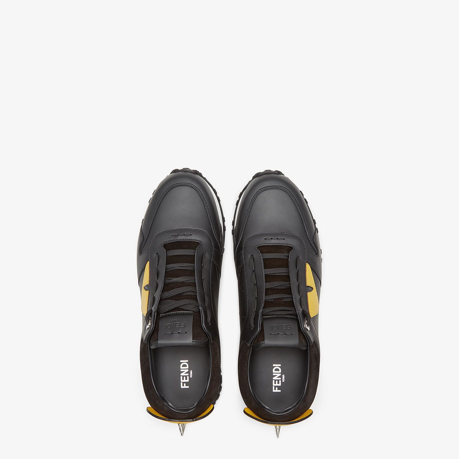 Black and yellow leather lace-up - 4