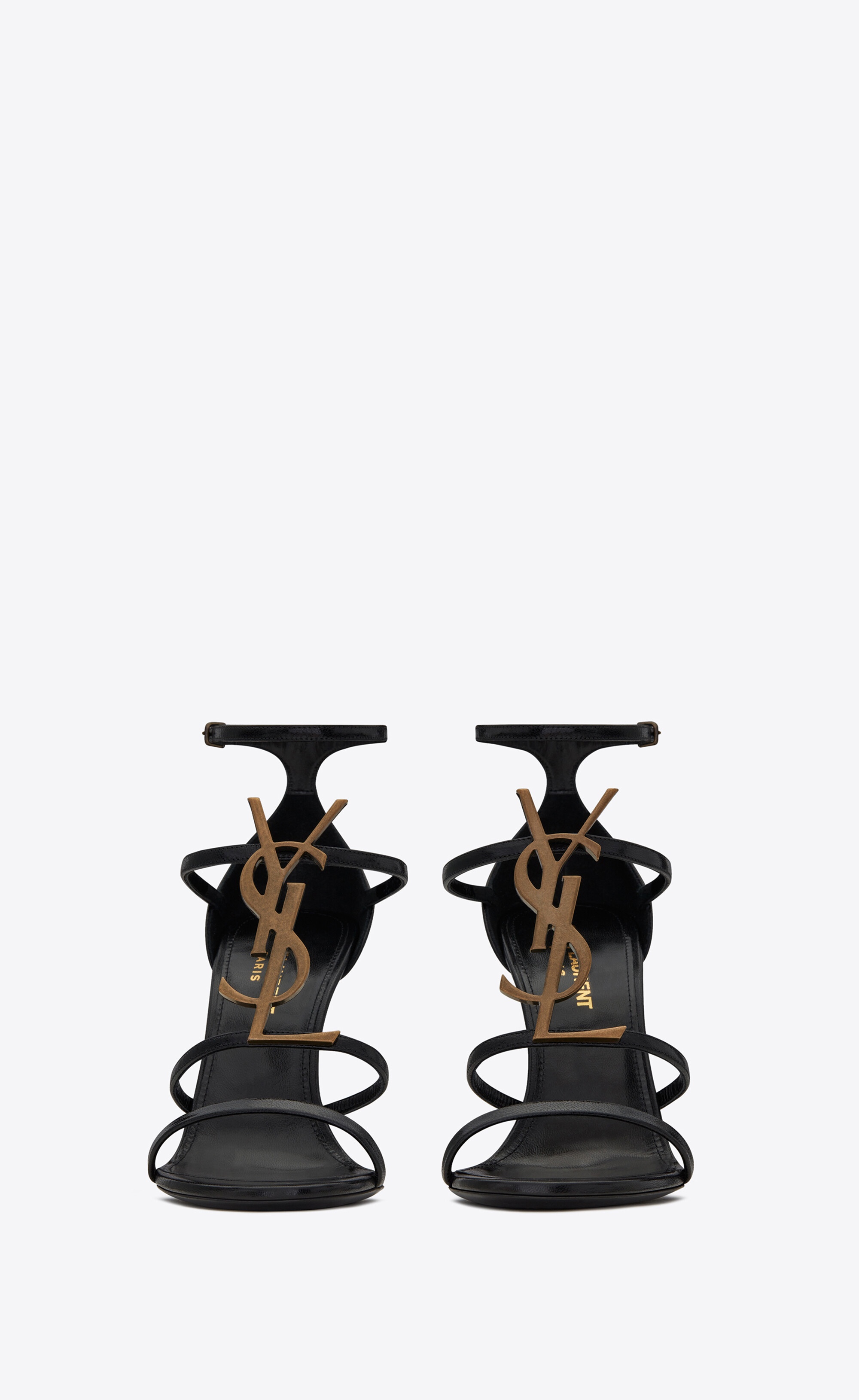 cassandra sandals in smooth leather with gold-tone monogram - 2