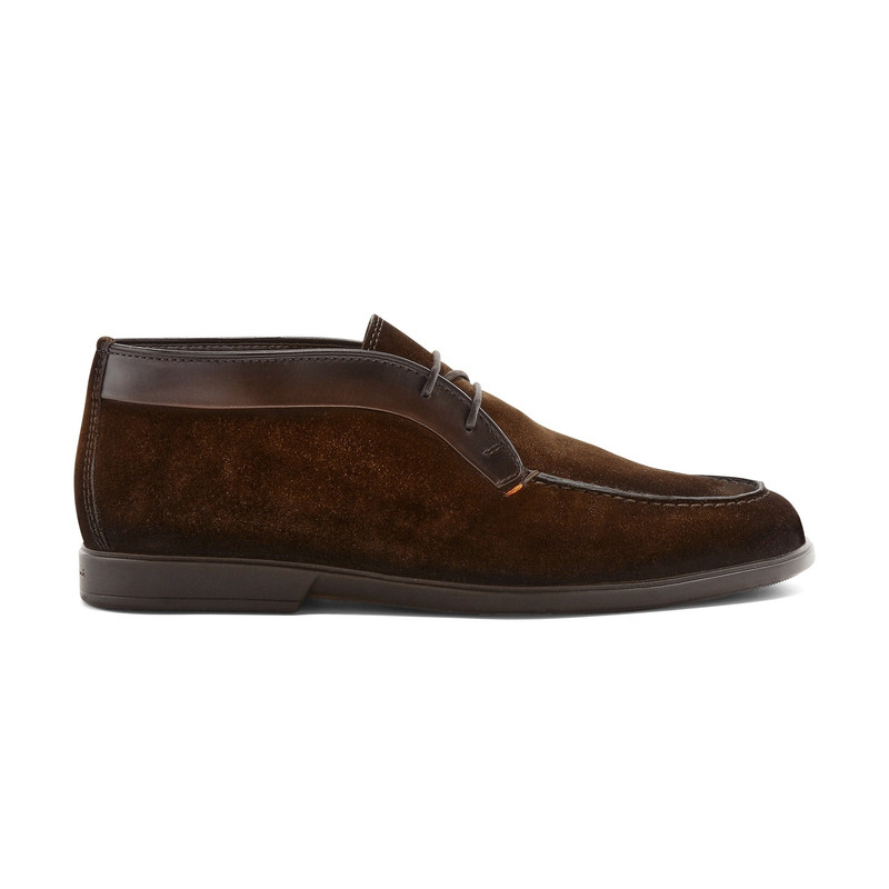 Men's dark brown suede and leather desert boot 1