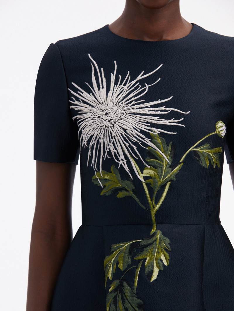 CHRYSANTHEMUM JACQUARD SHORT SLEEVE DRESS 4