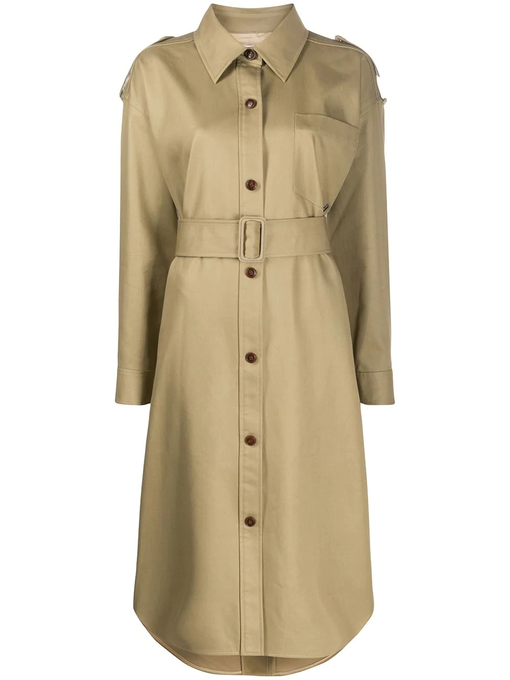 button down belted trench coat - 1