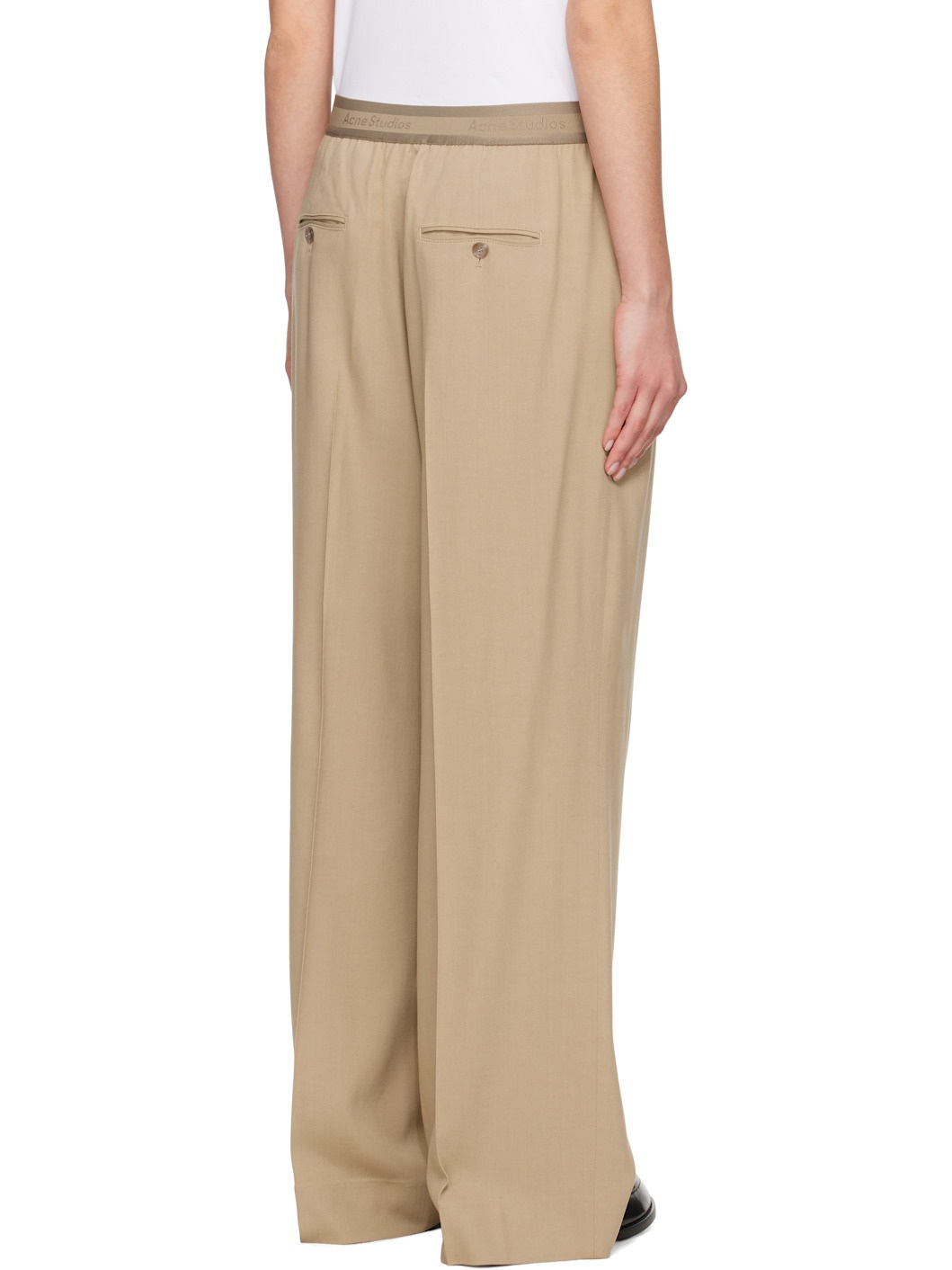 Beige Logo Tape Trousers - 3