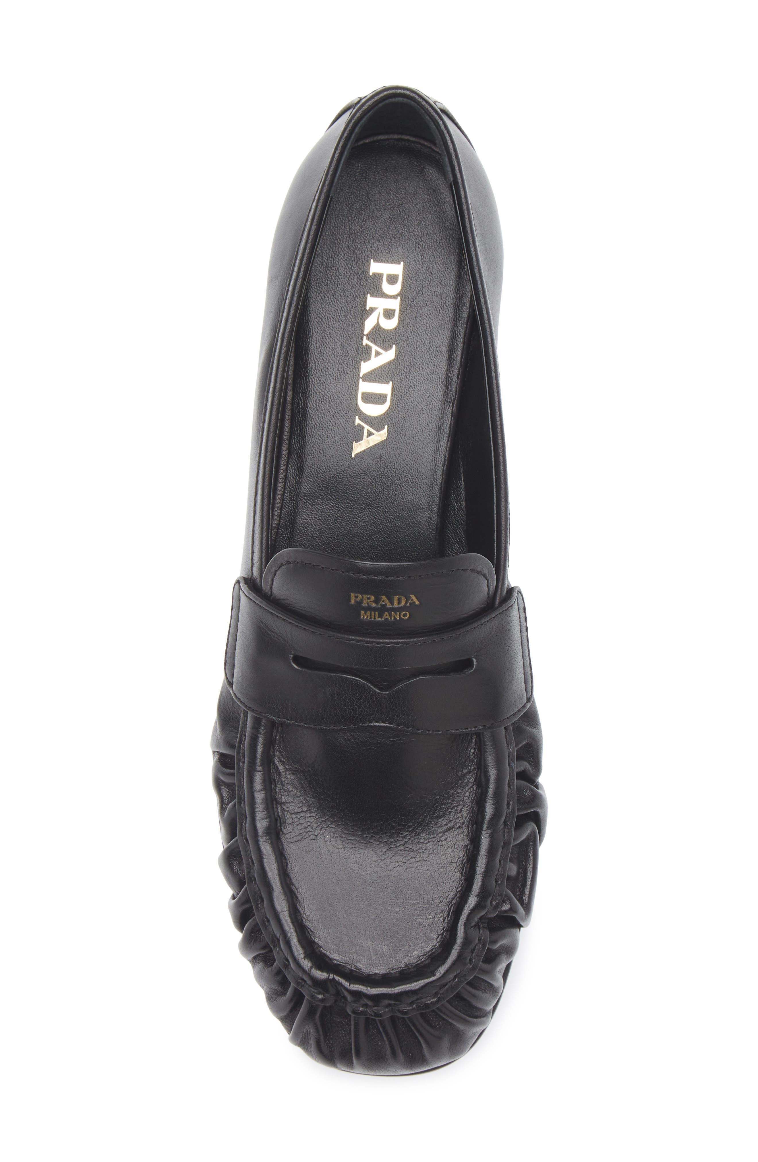 Prada Ruched Toe Penny Loafer in Nero at Nordstrom - 5