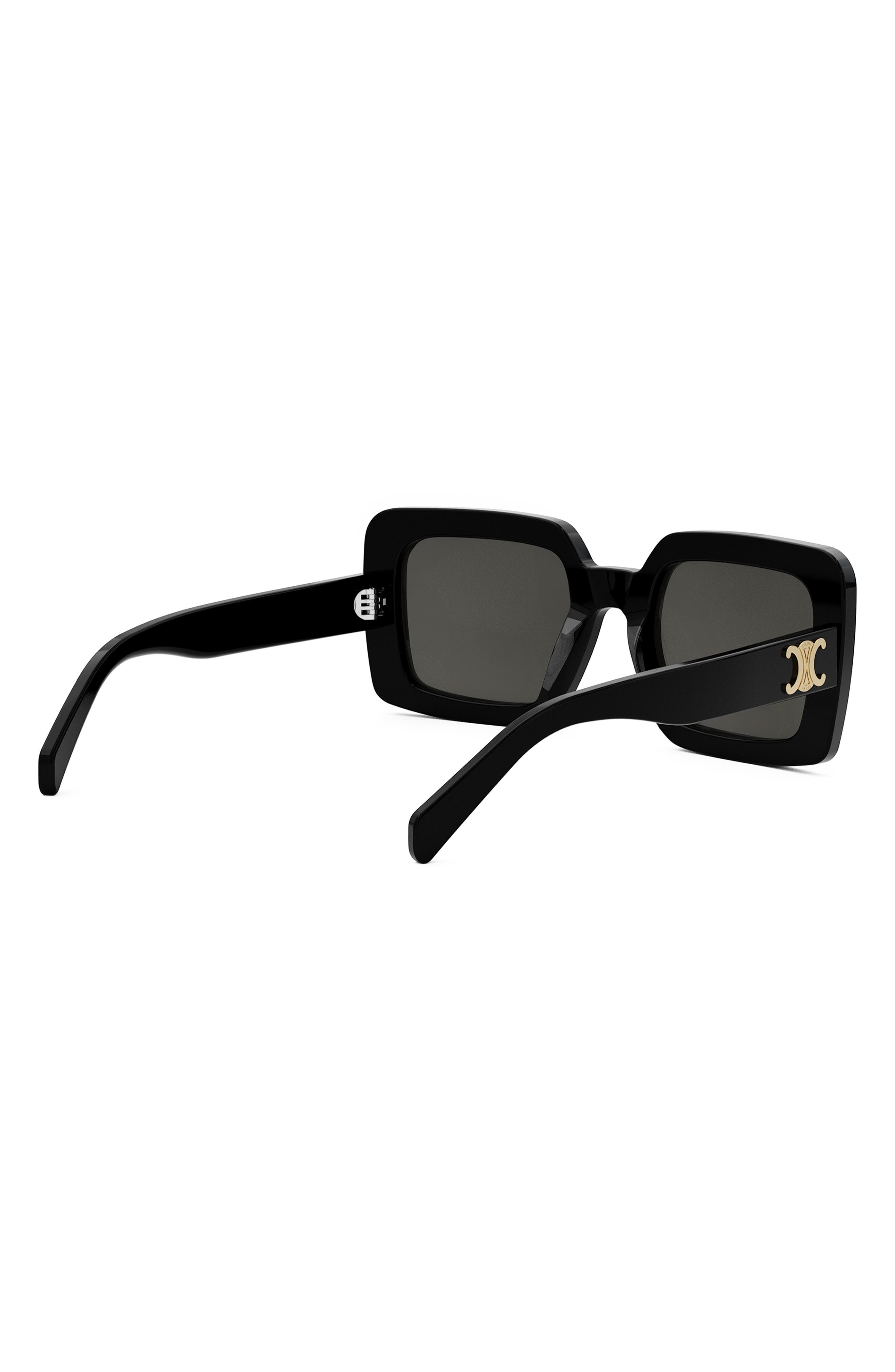 CELINE Triomphe 56mm Square Sunglasses in Shiny Black /Smoke at Nordstrom - 4