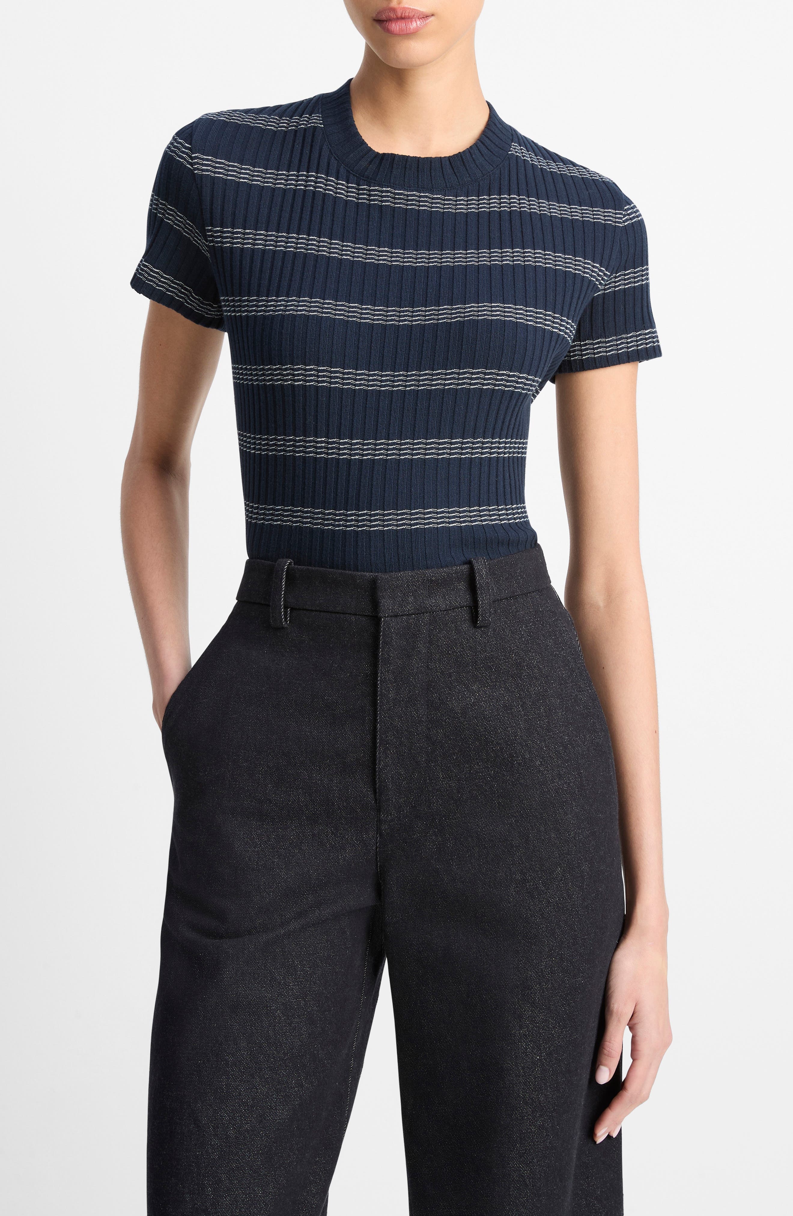Vince Stripe Rib Sweater in Coastal Combo at Nordstrom - 1