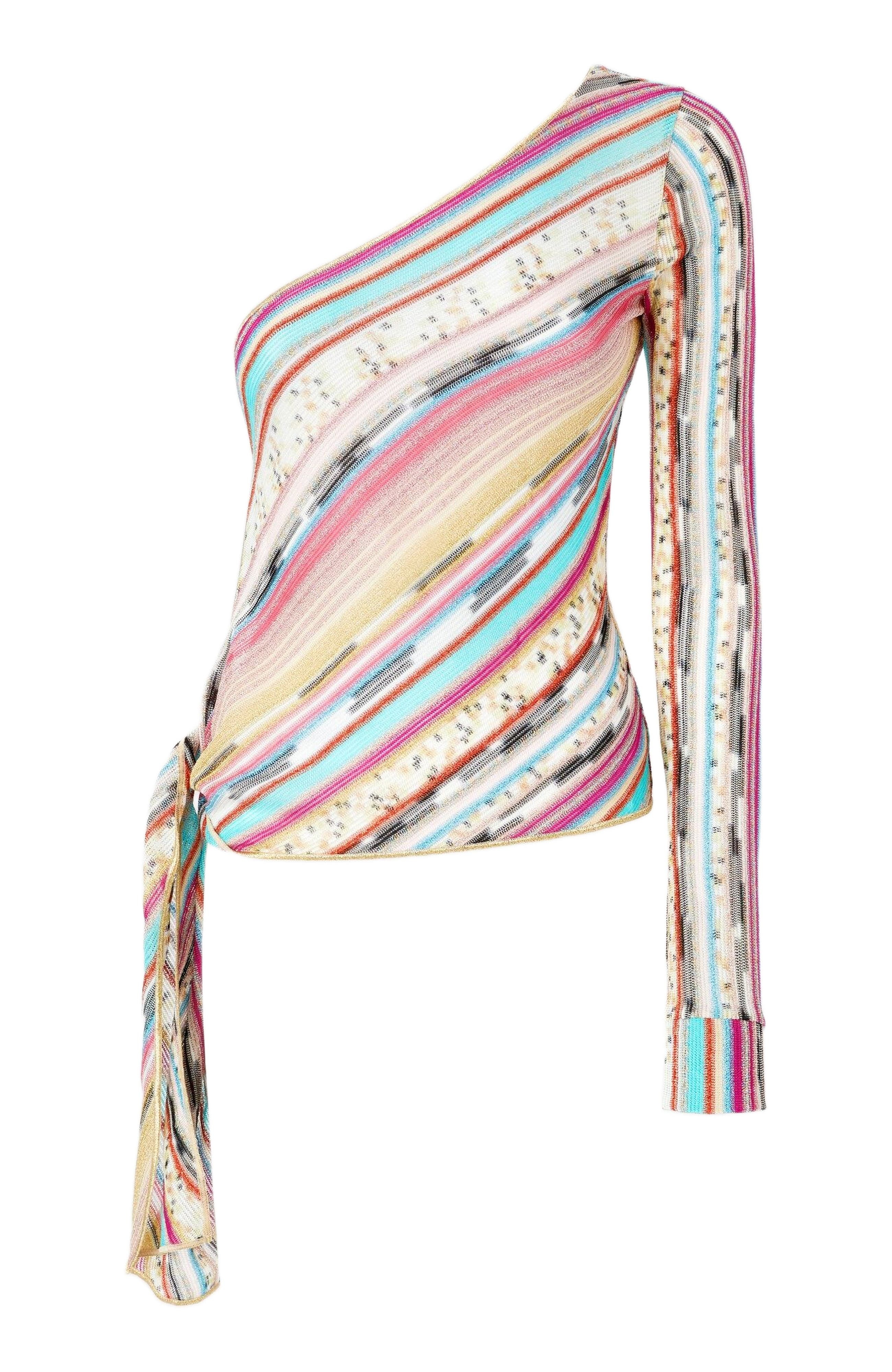 Missoni One-shoulder Sweater Knotted On The Side In Lamé Slub Viscose in Multicoloured at Nordstrom - 2