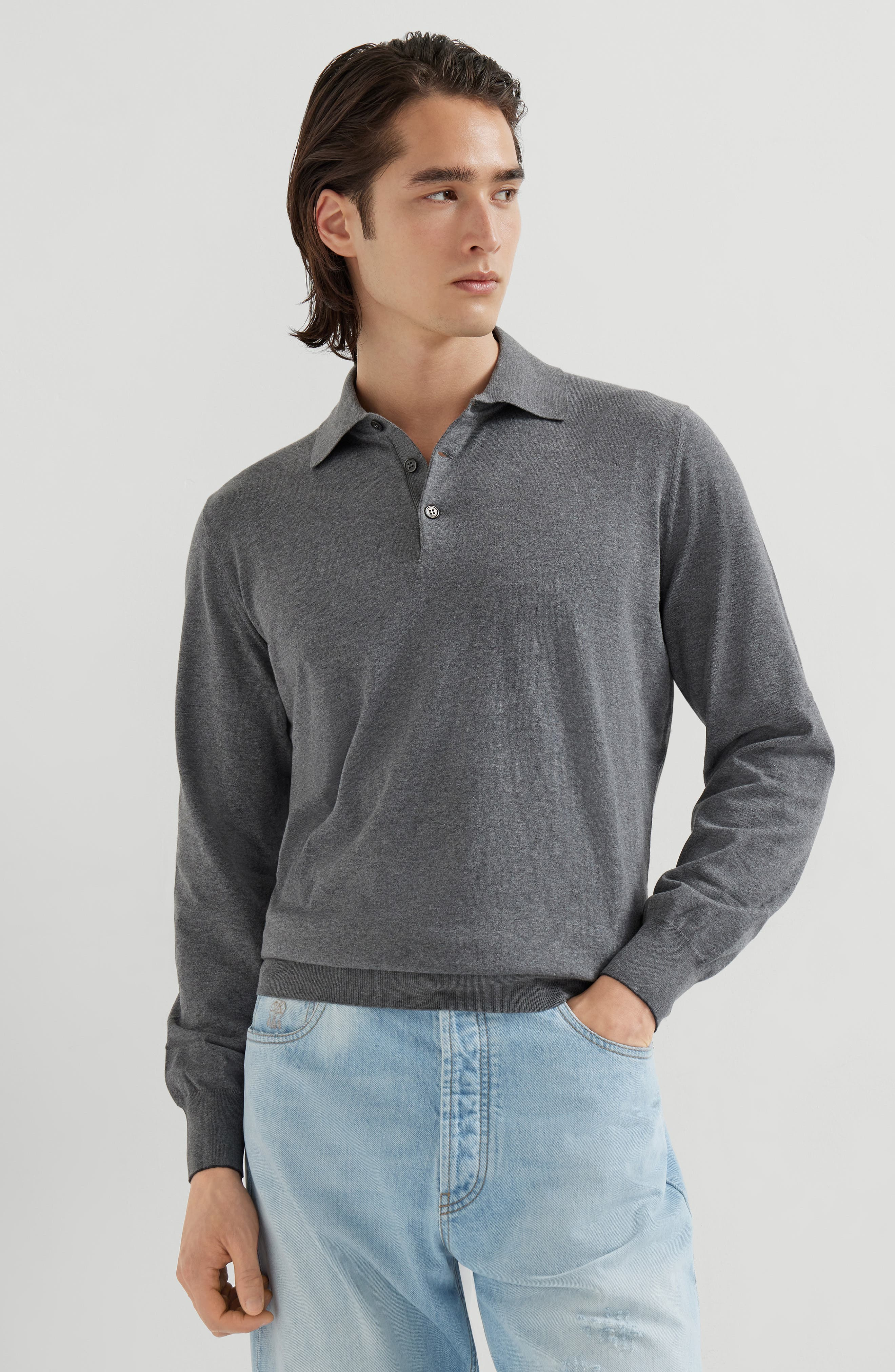 Brunello Cucinelli Polo-style sweater in Dark Grey at Nordstrom - 2