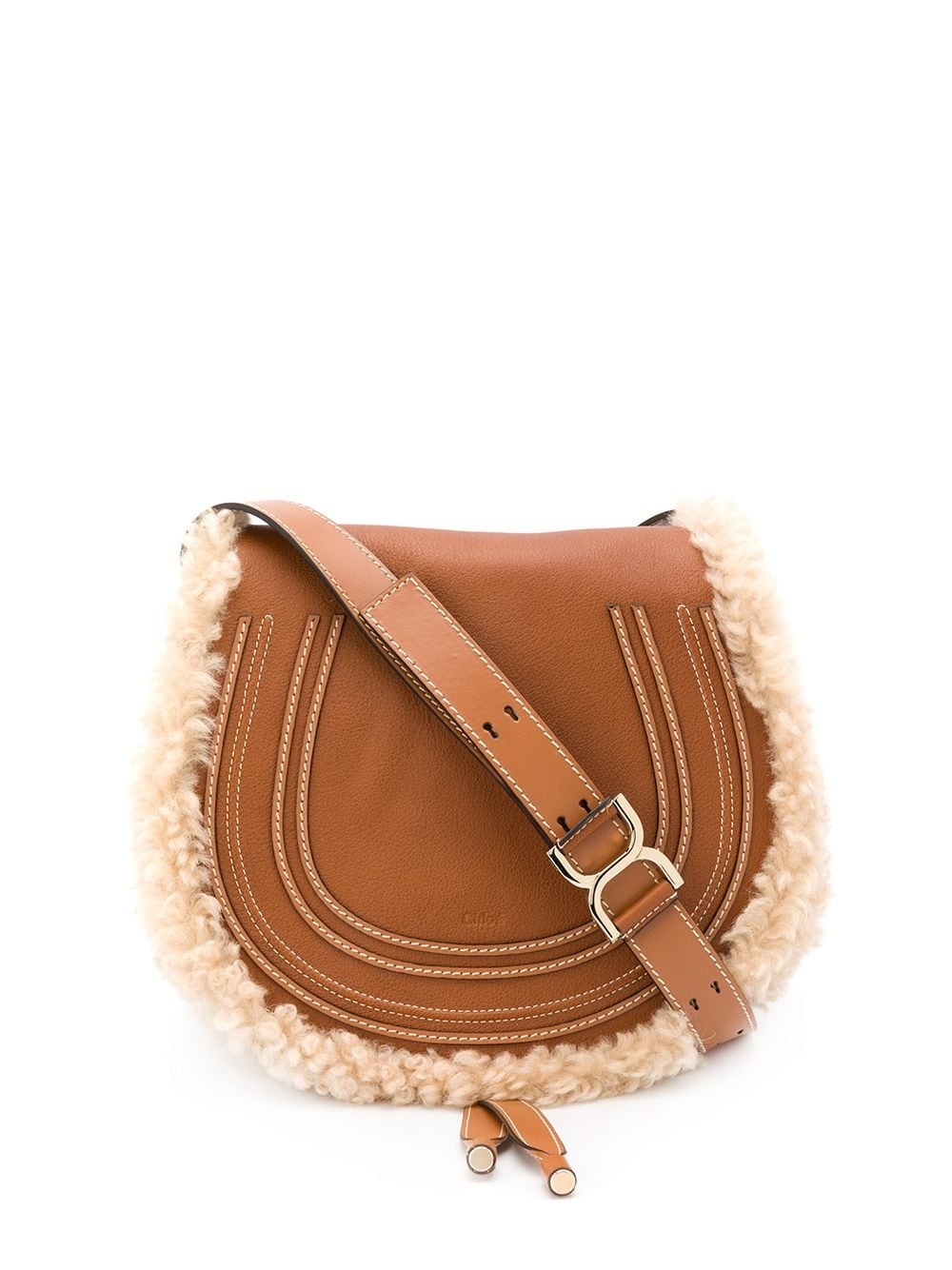 Marcie shearling trim shoulder bag - 1