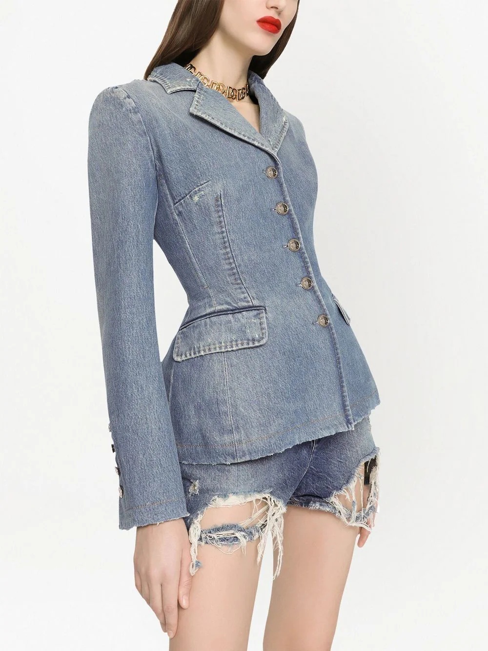 structured denim jacket - 5