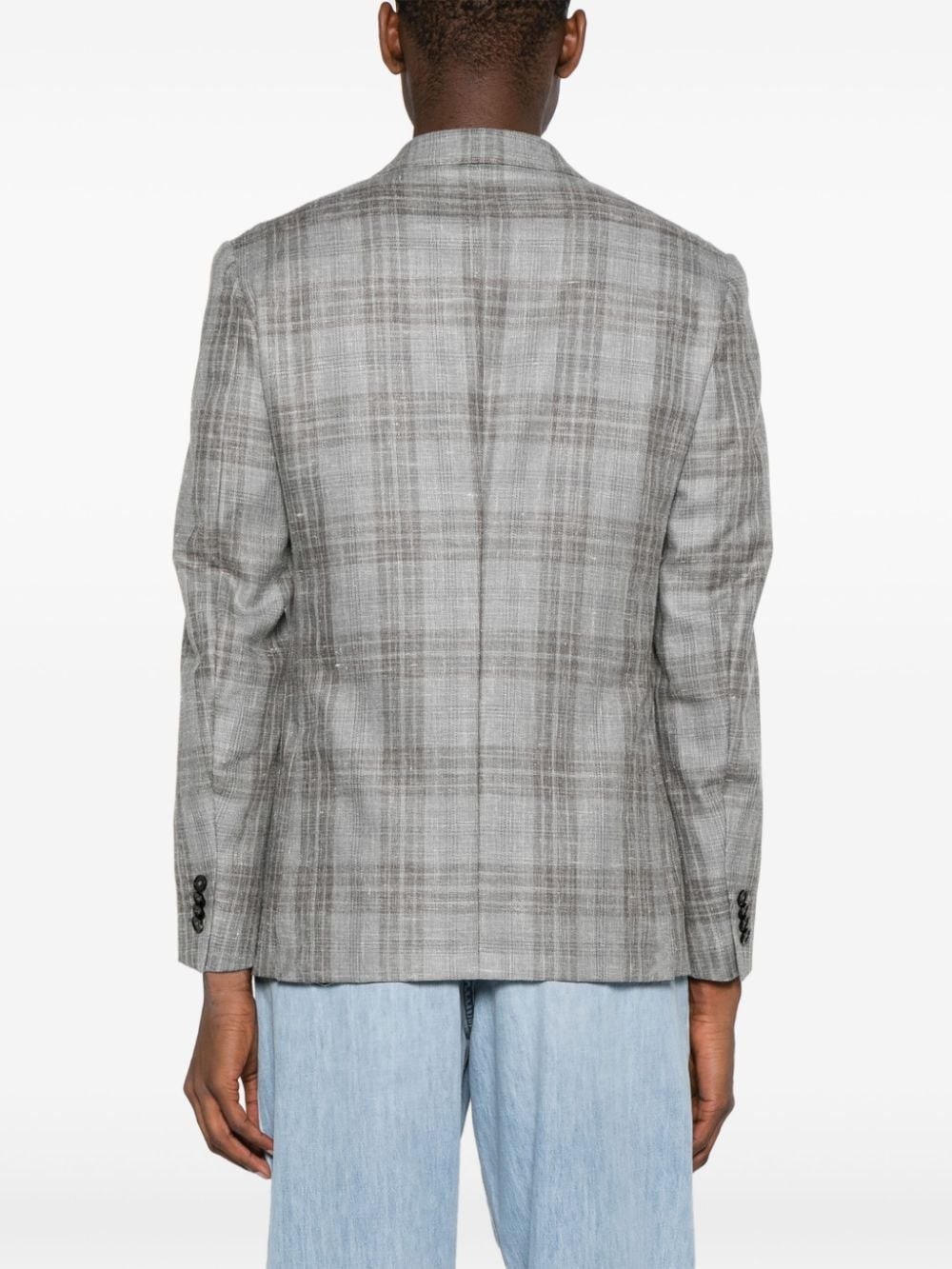 checked single-breasted blazer - 4
