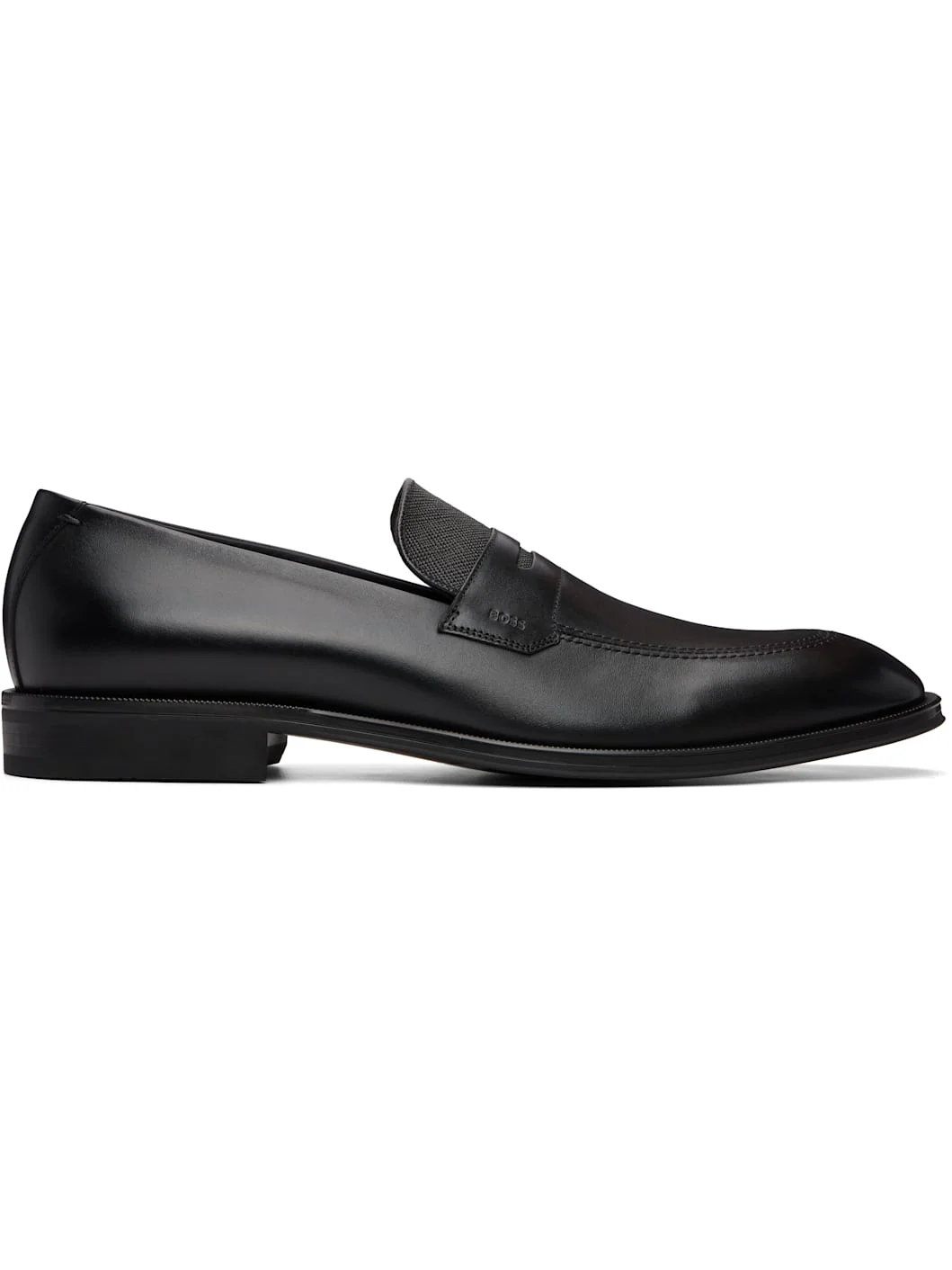 Black Textured-Tongue Leather Loafers - 1
