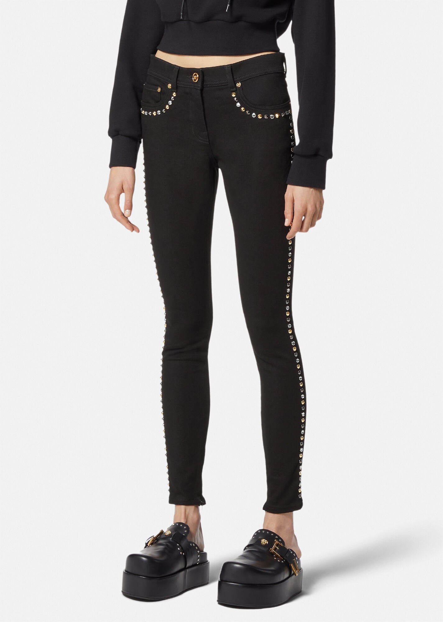 Medusa Studded Skinny Jeans - 3