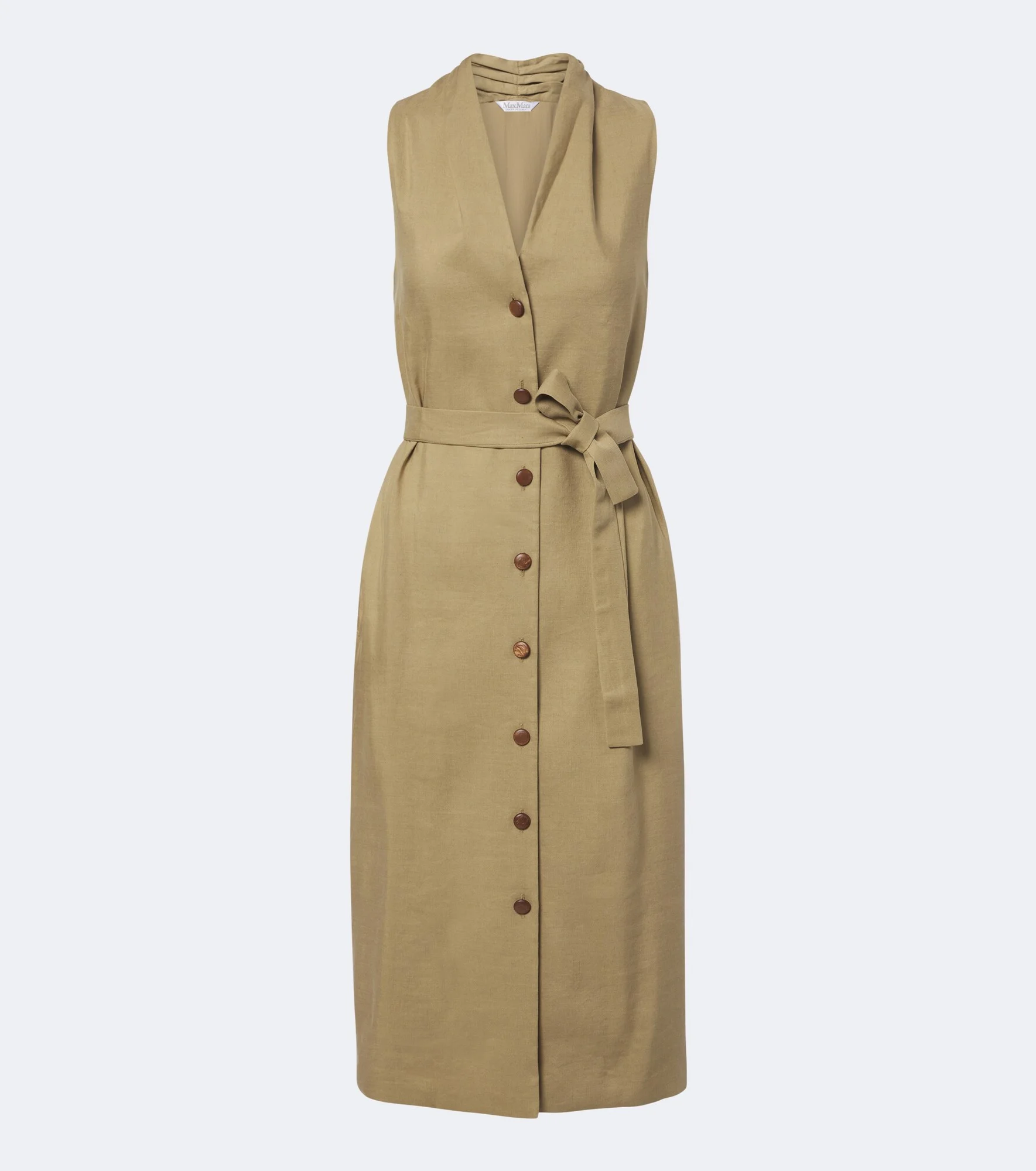 Belted linen and silk midi dress - 1