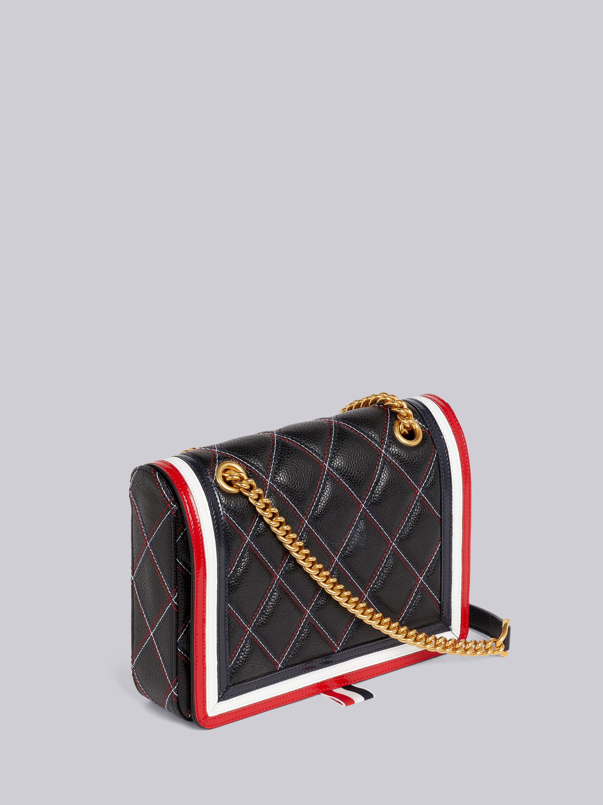 Black Agneau Caviar Multicolor Criss-cross Quilted Small Flap Shoulder Bag - 3