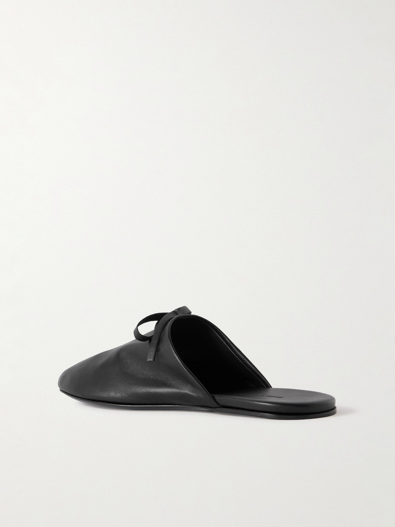Bow-embellished Leather Slippers 3