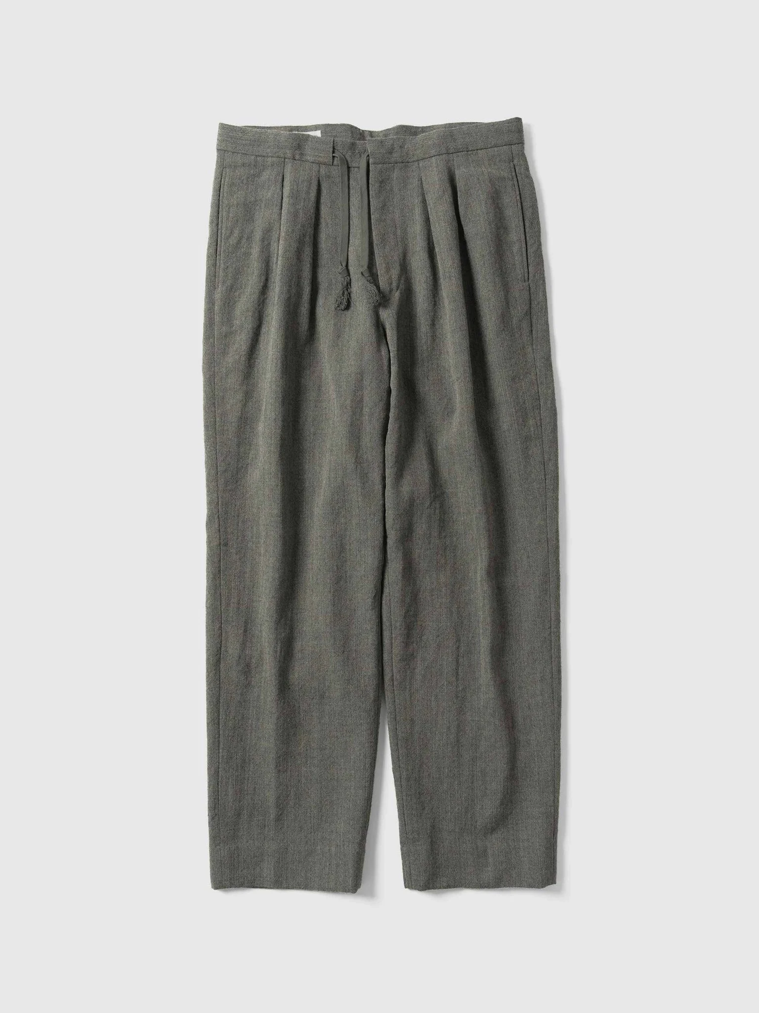 Wool Herringbone Easy Trousers Top Grey - 1