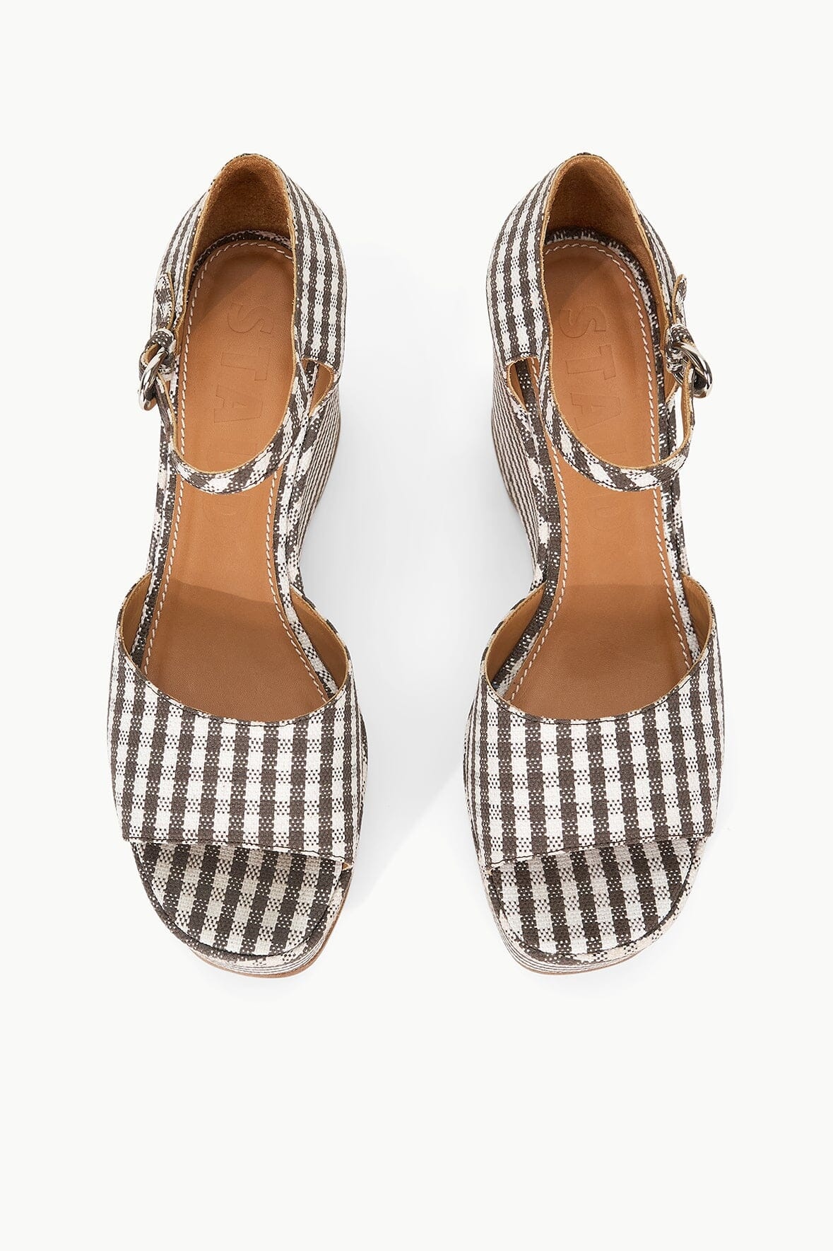 STAUD STELLA PLATFORM SANDAL DARK CHOCOLATE MICRO CHECK - 7