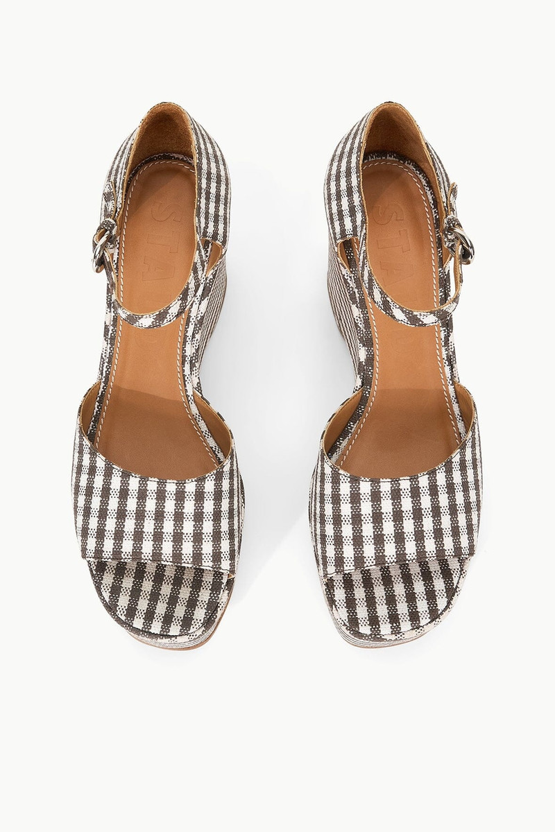 STAUD STELLA PLATFORM SANDAL DARK CHOCOLATE MICRO CHECK 7