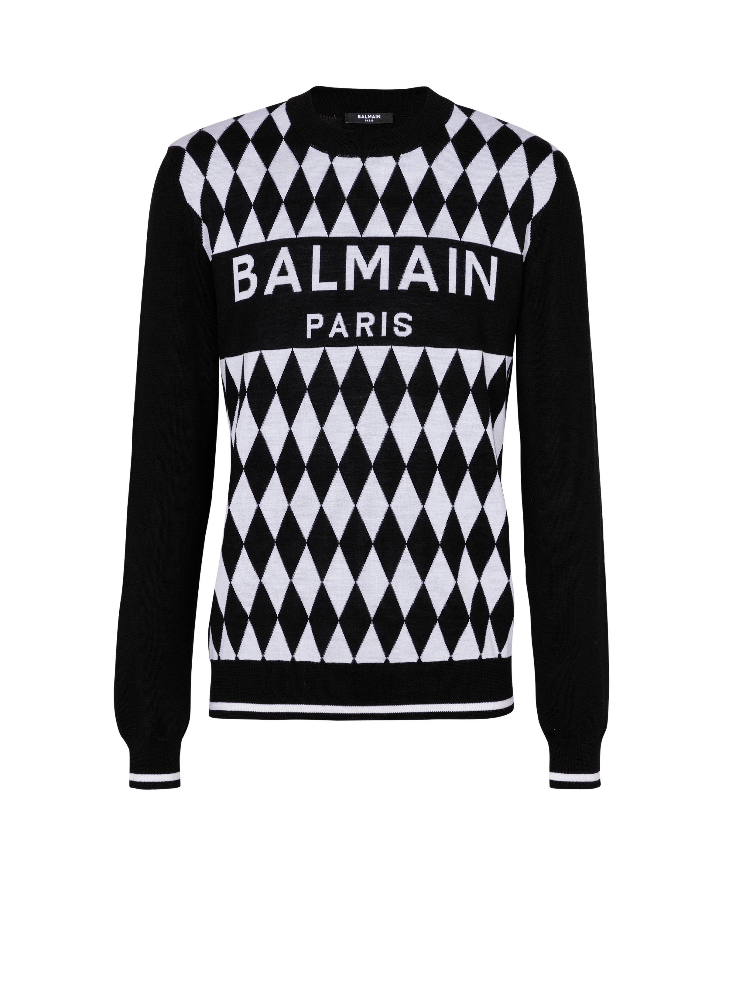 Diamond Balmain Paris two-tone jacquard jumper - 1