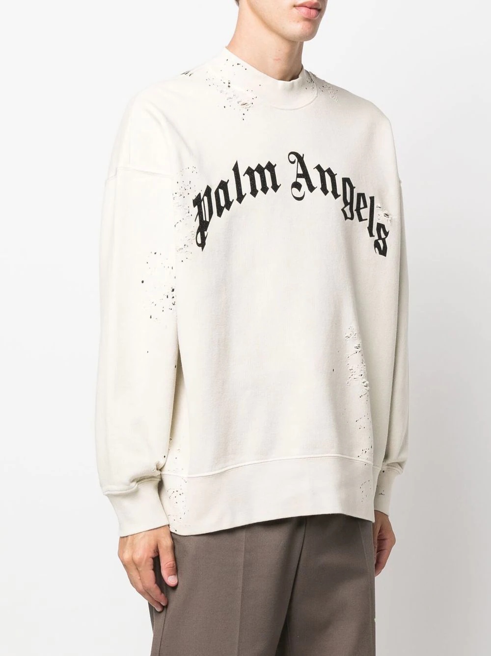 logo-print distressed-finish sweatshirt - 3