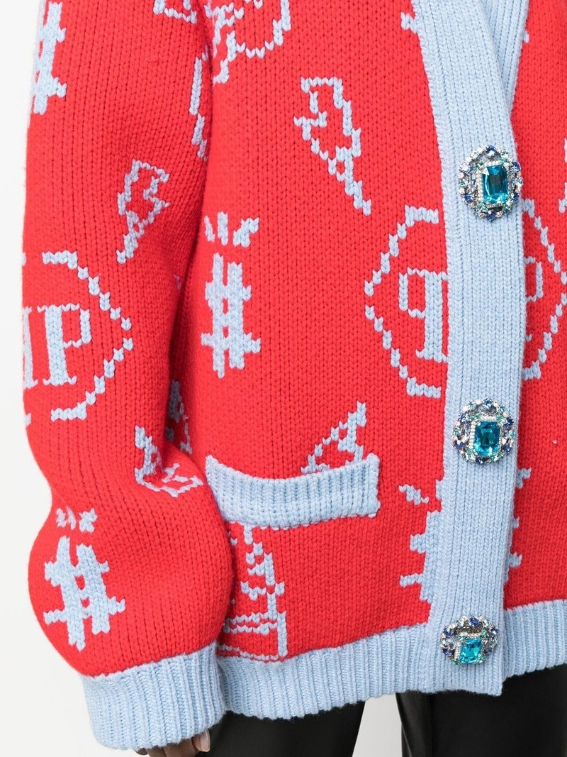 jacquard logo cardigan 5