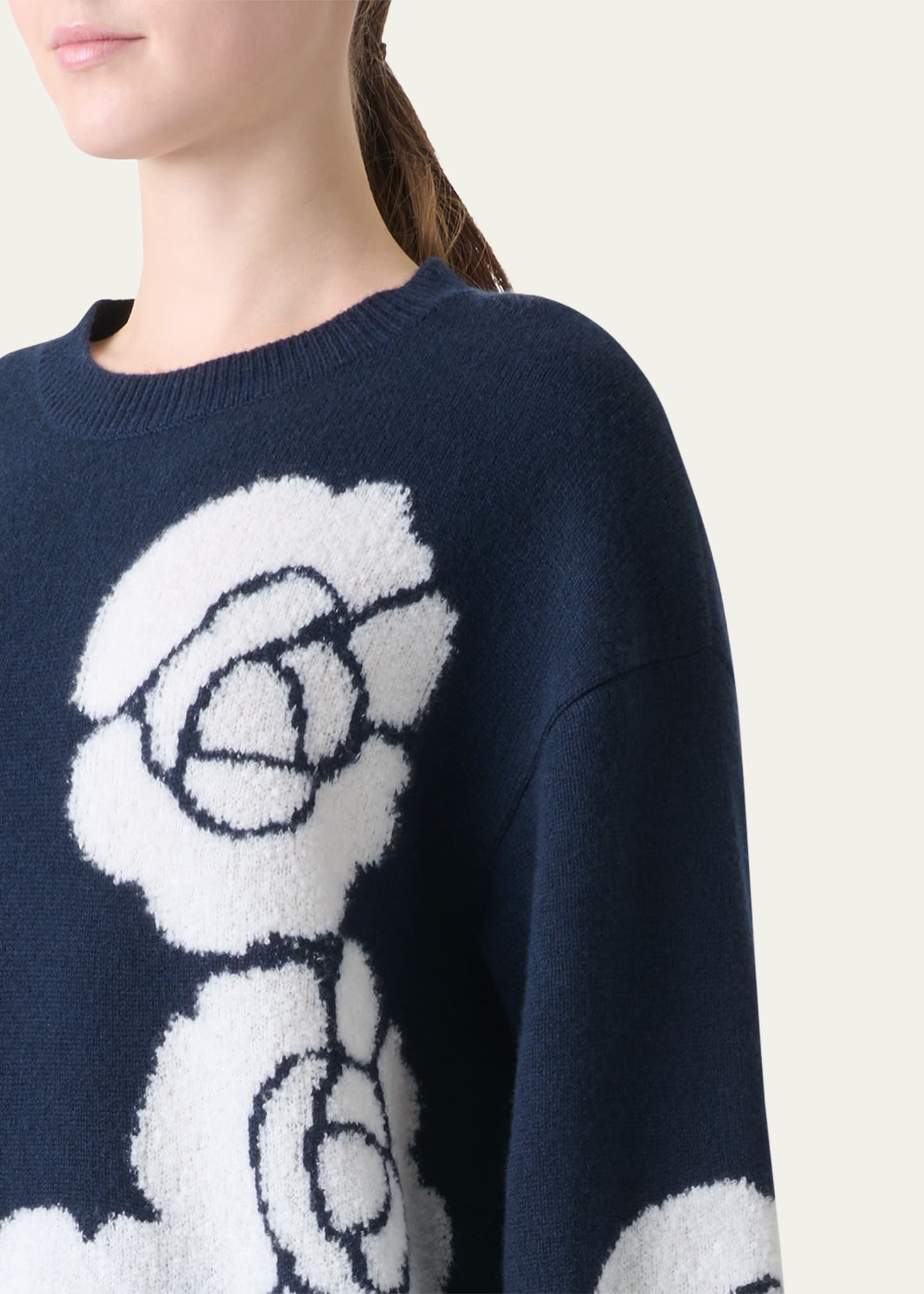 3D Anemone Intarsia Cashmere-Silk Sweater - 5