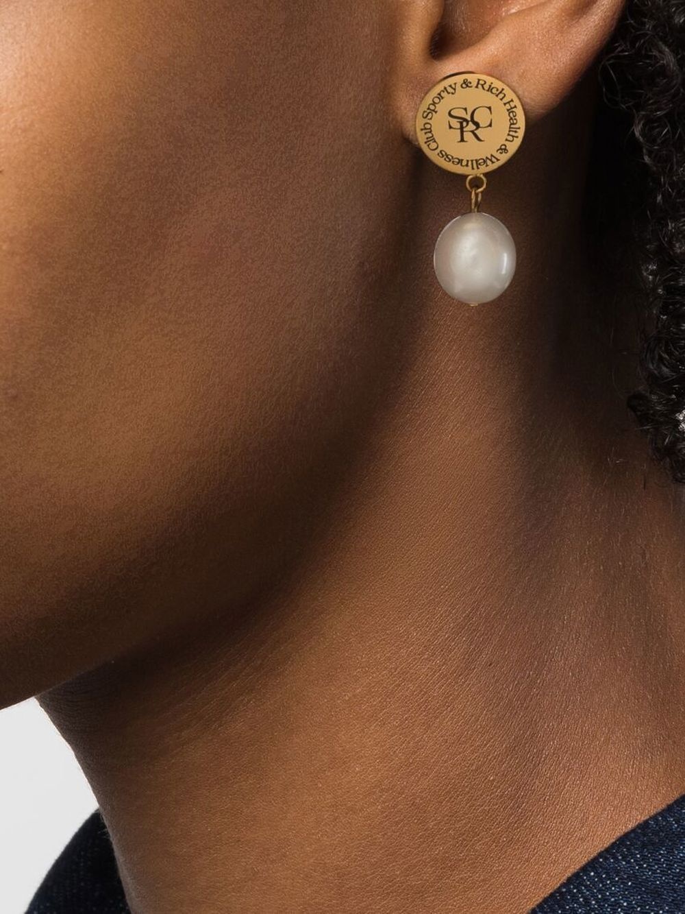 logo-button pearl-drop earrings - 2