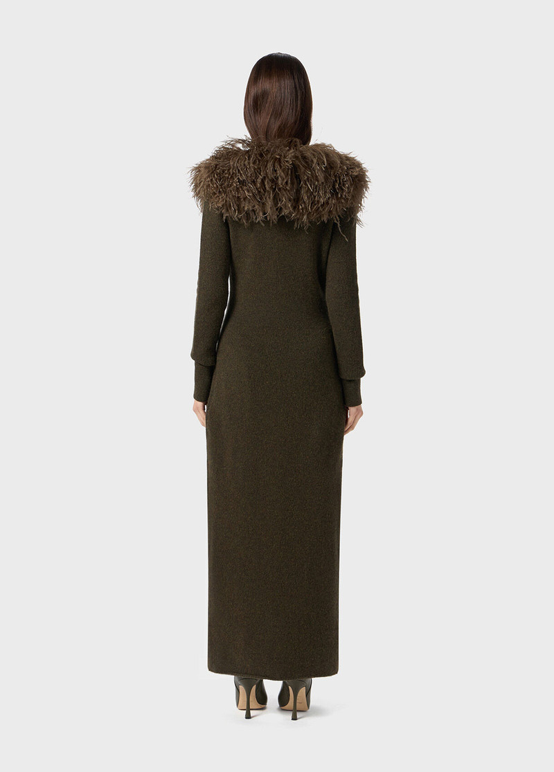 LONG CARDIGAN WITH FAUX FUR COLLAR 3