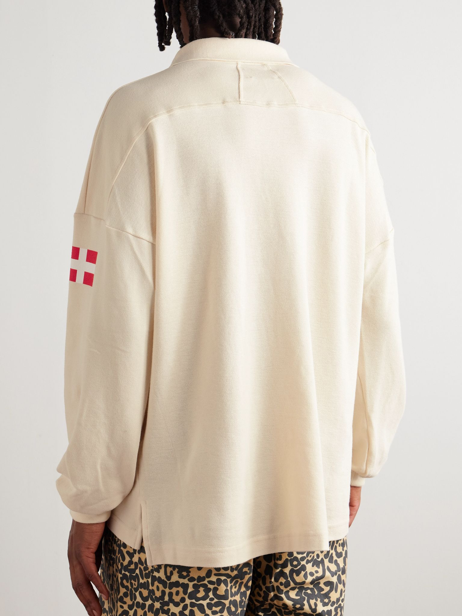 + Como 1907 Oversized Printed Cotton-Piqué Polo Shirt Cream - 3