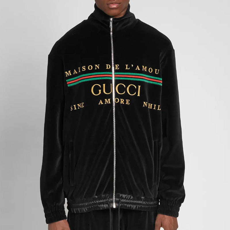 Gucci Chenille Embroidered Zip Up Black Jacket 595533-XJBTD-1082 - 3