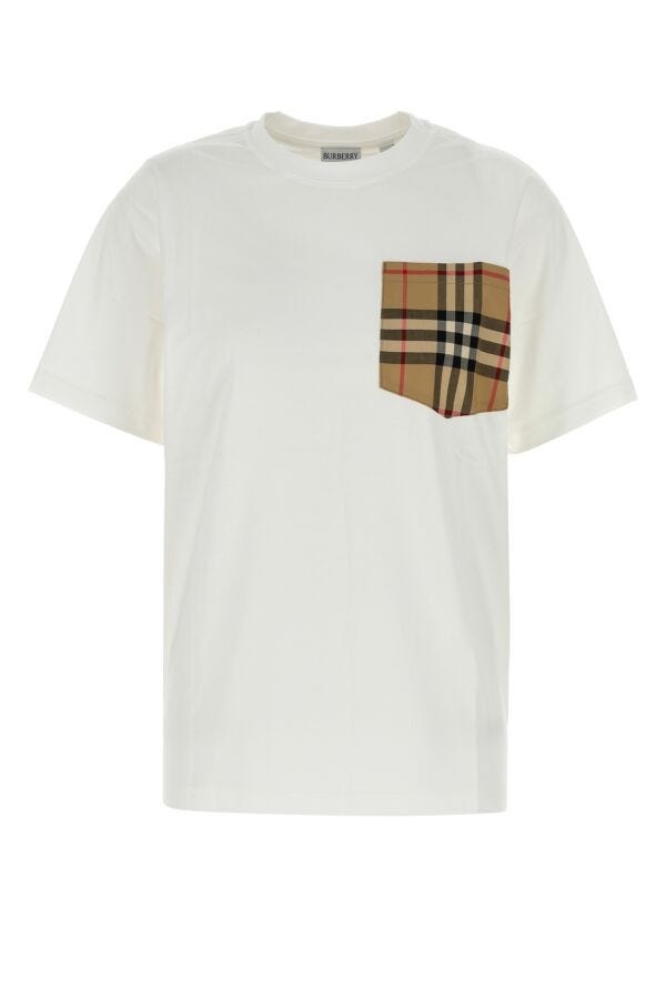 Tシャツ・カットソー BURBERRY Women Tops 8103971 A1464 WHITE Burberry Burberry Women White Cotton T-Shirt | luosophy