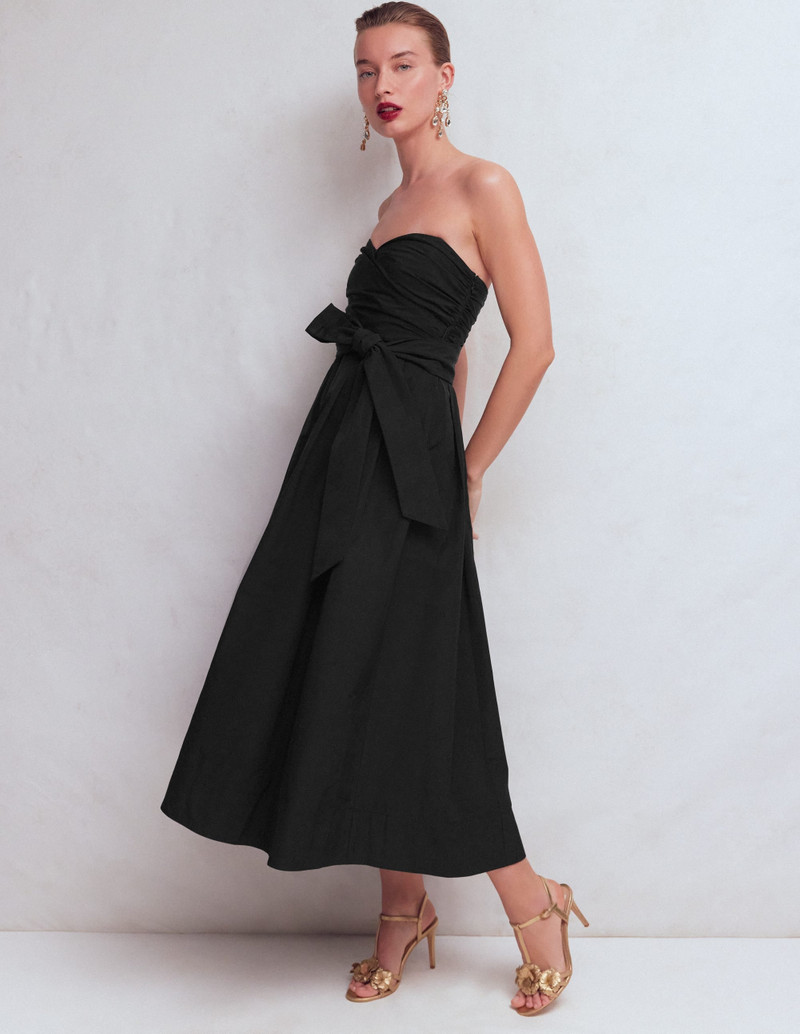 Strapless Taffeta Dress-Black 3