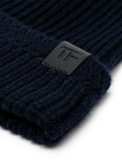 TOM FORD logo-patch ribbed-knit beanie outlook