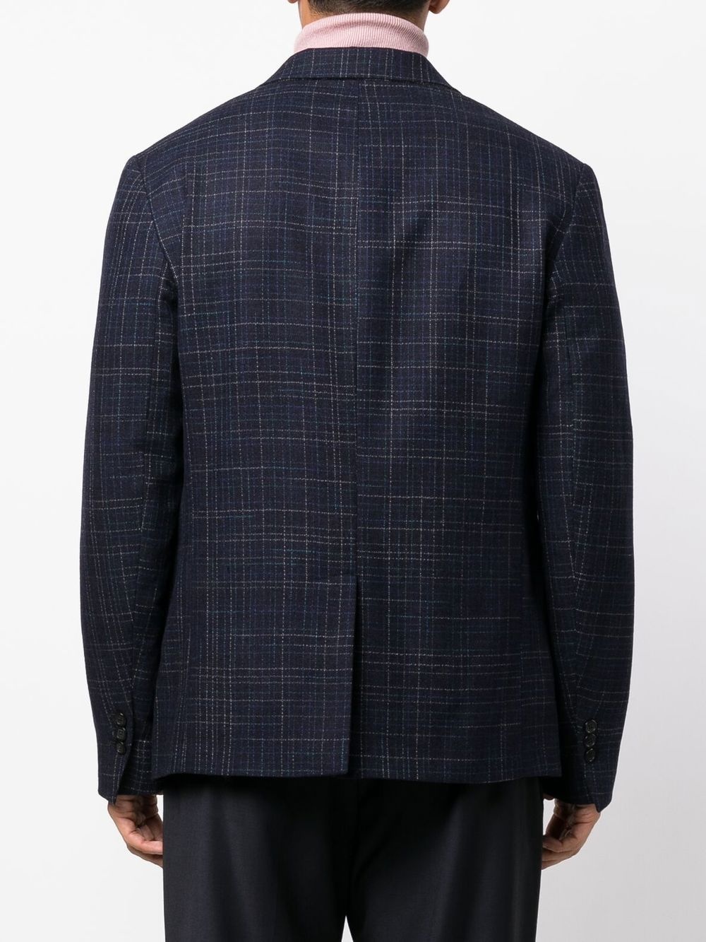 checked single-breasted blazer - 4